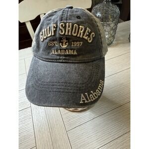 Gulf Shores Surf Side Hat Strapback Dad Cap Gray Tan Alabama Tourist Souvenir